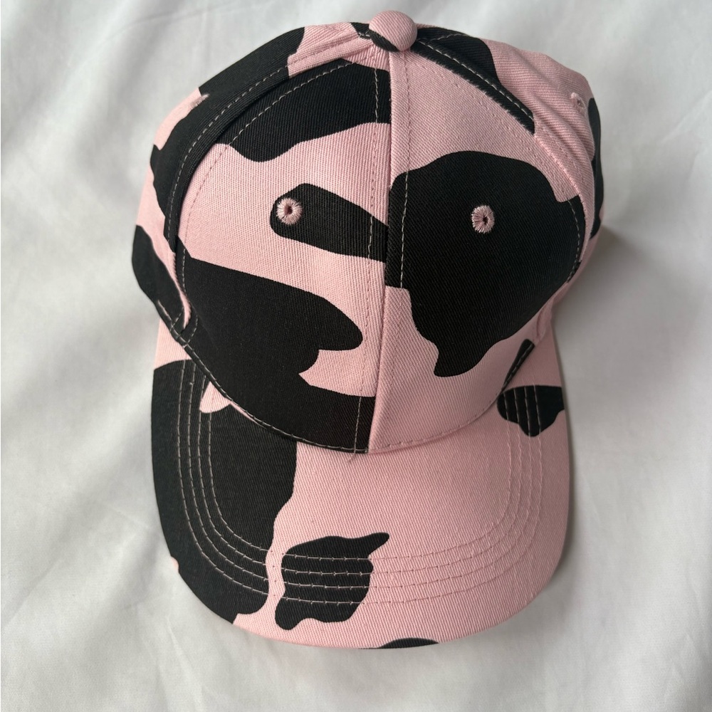 Pink and Black Cow print baseball Cap